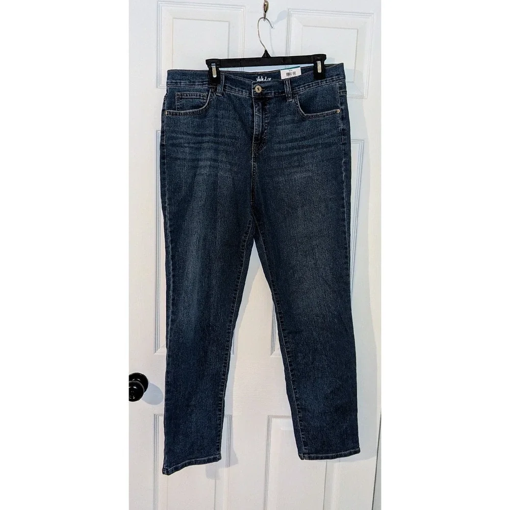 Style & Co Slim‎ Leg Jeans Mid Rise Slimming Pocket Denim Size 16 NWT